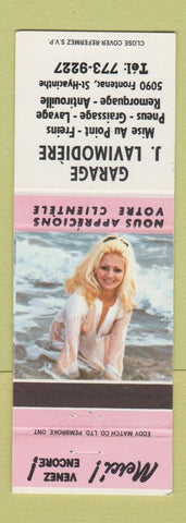 Matchbook Cover - Garage J Lavimodiere St Hyacinthe QC pinup