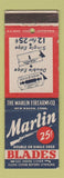 Matchbook Cover - Marlin Razor Blades Firearms guns New Haven CT DD Bean