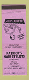 Matchbook Cover - Patrick's Hair Salon Detroit MI PURPLE