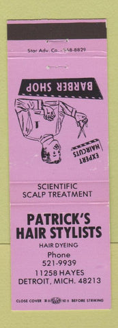 Matchbook Cover - Patrick's Hair Salon Detroit MI PURPLE