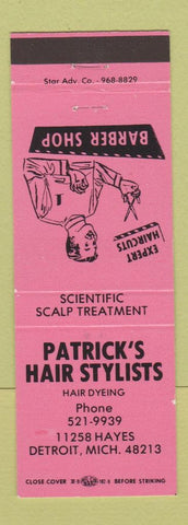 Matchbook Cover - Patrick's Hair Salon Detroit MI PINK