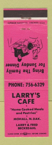 Matchbook Cover - Larry's Cafe Mohall ND PINK