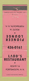 Matchbook Cover - Ladd's Restaurant Pioneer Lounge Portsmouth NH SALMON WEAR