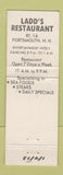 Matchbook Cover - Ladd's Restaurant Pioneer Lounge Portsmouth NH SALMON WEAR