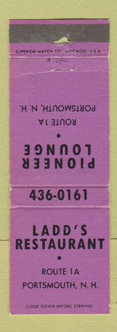 Matchbook Cover - Ladd's Restaurant Pioneer Lounge Portsmouth NH PURPLE WORN