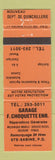 Matchbook Cover - Garage F Choquette auto repair Ste Sabine QC ORANGE WEAR