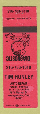 Matchbook Cover - Tim Hunley Auto Repair Youngstown OH WEAR