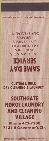 Matchbook Cover - Southgate Laundry Cleaning no town