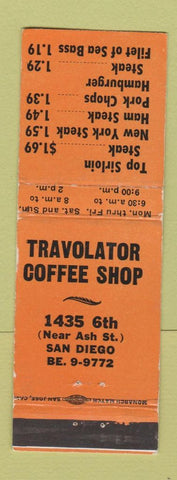 Matchbook Cover - Travolator Coffee Shop Restaurant San Diego CA WEAR