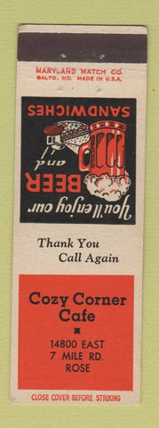 Matchbook Cover - Cozy Corner Cafe Rose MI?