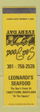 Matchbook Cover - Leonardi's Seafood Restaurant Taneytown MD