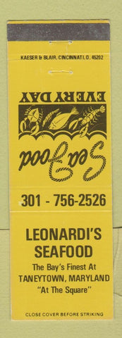 Matchbook Cover - Leonardi's Seafood Restaurant Taneytown MD
