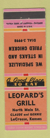 Matchbook Cover - Leopard's Grill LaCrosse KS