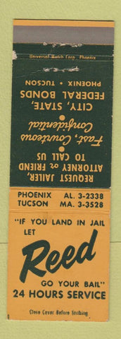 Matchbook Cover - Reed Bail Bonds Phoenix Tucson AZ