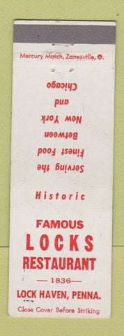 Matchbook Cover - Locks Restaurant Lock Haven PA