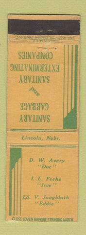 Matchbook Cover - Sanitary Garbage Exterminating Lincoln NE