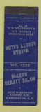 Matchbook Cover - McLEan Beauty Salon Washington DC WEAR