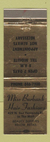 Matchbook Cover - Miss Burbank Hair Salon Burbank? CA WEAR