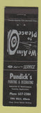 Matchbook Cover - Pundick's Painting Decorating  Two Hills AB