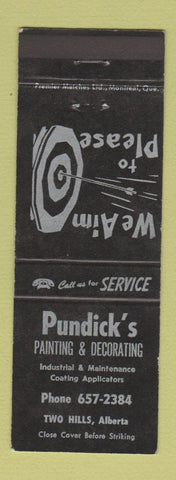 Matchbook Cover - Pundick's Painting Decorating  Two Hills AB