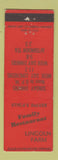 Matchbook Cover - Family Restaurant Lincoln Farm Utica NY WEAR