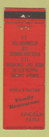 Matchbook Cover - Family Restaurant Lincoln Farm Utica NY WEAR