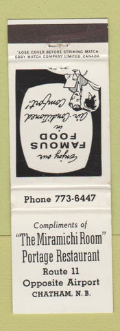 Matchbook Cover - Miramichi Room Portage Restaurant Chatham NB WEAR