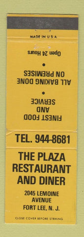 Matchbook Cover - Plaza Restaurant Diner Fort Lee NJ