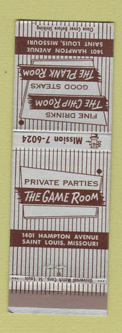Matchbook Cover - Chip Room Plank Room Game Room St Louis MO