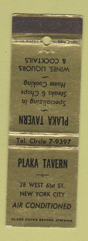 Matchbook Cover - Plaka Tavern New York City WEAR