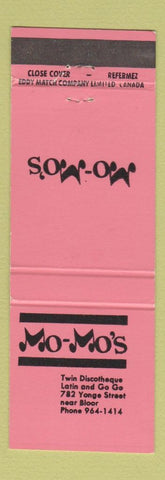 Matchbook Cover - Mo-Mo's Toronto ON Disco PINK