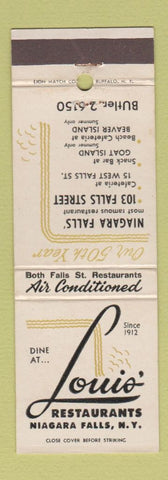 Matchbook Cover - Louis' Restaurant Niagara Falls NY