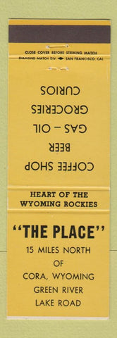 Matchbook Cover - The Place oil gas grocery Cora WY