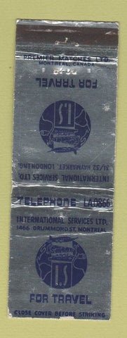 Matchbook Cover - International Travel Services Montreal QC WEAR