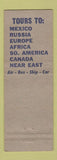 Matchbook Cover - Frank Williams Tours Travel Agency Brownsville TX