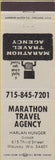 Matchbook Cover - Marathon Travel Agency Wausau WI
