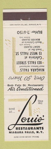 Matchbook Cover - Louis' Restaurants Niagara Falls NY