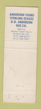 Matchbook Cover - OD Anderson Tours Bus Greenville PA