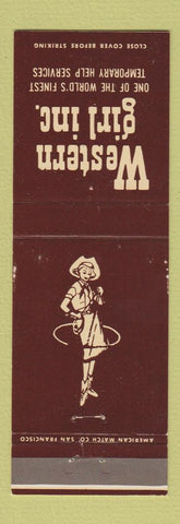Matchbook Cover - Western Girl Temporary Jobs Detroit MI