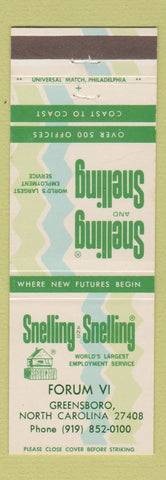 Matchbook Cover - Snelling and Snelling Employment Services Greensboro NC