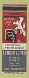 Matchbook Cover - Leader Lunch San Francisco CA