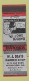 Matchbook Cover - WJ Davis Barber Shop Springfield IL