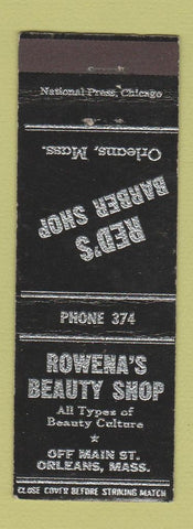 Matchbook Cover - Rowena's Beauty Shop Red's Barber Shop Orleans MA WEAR