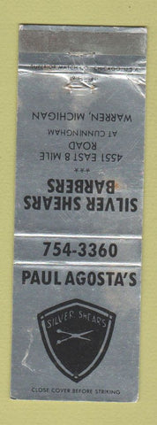 Matchbook Cover - Silver Shears Barber Shop Warren MI WORN