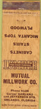 Matchbook Cover - Mutual Millwork Lumber Orlando FL