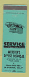 Matchbook Cover - Webster's Refuse Disposal La Puente CA
