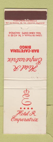 Matchbook Cover - Hotel R Emperatriz Bingo Madrid Spain