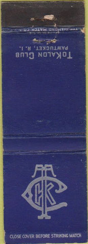 Matchbook Cover - ToKalon Club Pawtucket RI