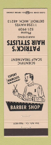 Matchbook Cover - Patrick's Hair Stylists Salon Detroit MI PEACH