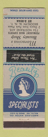 Matchbook Cover - Maracina's Beauty Shop Salon Brooklyn NY